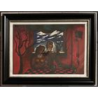 Скрипниченко Г.С. Художник-сюрреалист, "белорусский Дали". "У чырвонай комнаце", 1969-1971 г.г. Смешанная техника. Размер 34,3х49,7 см. С рамой 65х50 см.