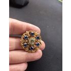 Брошь СССР. Позолота камни. Клеймо МК-6 Красная пресня