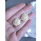 Винтажные серьги-гвоздики винтовые пусеты с натуральным жемчугом 70х-90х