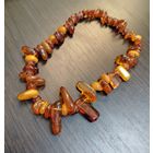Бусы винтажные из натурального янтаря разного размера на леске  22 см .