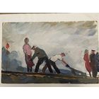 Ненартович Анатолий Акимович Укладка асфальта Соцреализм к/м 1960-е годы