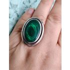 Кольцо серебряное с малахитом