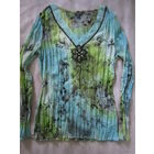 "Жатая" шифоновая блузка/туника Street One, р.44. НОВАЯ. Очень красивый декор - имитация бус!