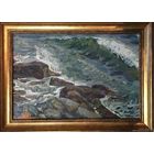 Крохалев П.С (Крохолев) Море и камни,1971 г. К/М. 34х50 см; с рамой - 43х59 см.