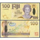 Фиджи, 100 долларов 2007 г, P-114 (CC, королева Елизавета II, карта Фиджи), UNC