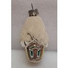 Игрушка ёлочная Домик с зеленым окошком, стекло. СССР