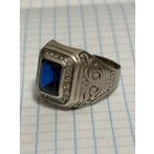 С 1 РУБЛЯ! ПЕЧАТКА КОЛЬЦО ПЕРСТЕНЬ СЕРЕБРО СИНИЙ КАМЕНЬ