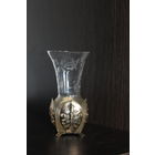 Винтажная, стеклянная вазочка в ажурном металлическом держателе.