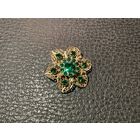 Брошь Цветок изумрудные стразы Чехия 50-е г