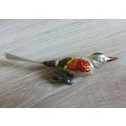 Ёлочная игрушка, стекло, птичка на пришепке