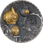 RARE Острова Кука 20 долларов 2022г. "Стимпанк. Steampunk. Наутилус". Монета в капсуле; подарочной рамке - футляре; сертификат; коробка. СЕРЕБРО 93,30гр.(3 oz).