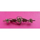 Редкая винтажная серебряная брошь с горным хрусталем. 875 проба с головой