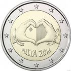 2 евро 2016 Мальта Любовь UNC из ролла