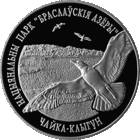 Торги. Серебро . 20 рублей . 2003 год. Нацыянальны парк "Браслаўскія азёры". Чайка–клыгун" ("Национальный парк "Браславские озера". Чайка серебристая  . Тираж 2000 шт.