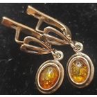 Серьги, серебро с янтарем. 4.4 гр. Клейма ПФГН 925 пр.