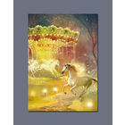 Открытка. Зима. Белая лошадь. Карусель. Ночь. Художник Ек. Бабок (чистая)