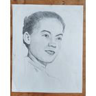 Крохалев Петр. Портрет девушки. Рисунок. Карандаш. Бумага. 19х23.5 см.