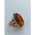 Кольцо, янтарь, позолота, торги с Рубля