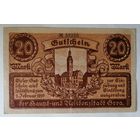 Германия 20 марок 1919 г Гера (Gera) Тисненая печать, XF-, 172.04b