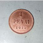 1 пенни 1912 года Финляндия. Император Николай 2. Красивая монета!