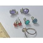 3 комплекта серёжек и колечко с красивыми камушками . Распродажа 50 лотов с рубля!