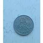 Великобритания 6 пенсов 1951 год без надписи IND: IMP: