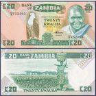 Замбия, 20 квача 1980-1988 г, P-27e (E, орел-рыболов, президент Кеннет Каунда), UNC