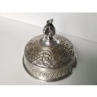 Крышка старинная от икорницы, сахарницы. Латунь, серебрение.