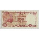 Индонезия 100 рупий 1984 год - Веероносный венценосный голубь. Плотина Асахан. НЕ БЫЛА В ОБОРОТЕ.