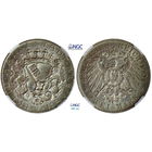 2 марки 1904 г. J. Бремен. Германия. NGC MS 64. Серебро. КМ# 250.