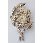 Брошь Цветок, объёмный. Легкое посеребрение. Размер броши 4,8 см на 3 см