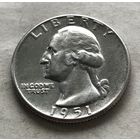 США 25 центов (квотер) 1951 (Филадельфия) - серебро 0,900, состояние!