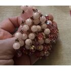 Брошь с подвесками Брызги Розовое стекло Англия 60-е