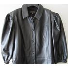 Новое Модное Черное Платье Плащ из эко-кожи Пуговицы Приталенное Рукава Фонарики