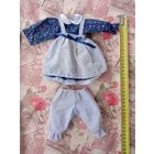 Платье и штанишки для куклы. Одежда для фарфоровой куклы.