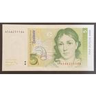 Банкнота 5 марок 1991 год. ФРГ. Беттина фон Арним. НЕ БЫЛА В ОБОРОТЕ.