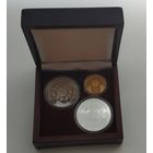 Футляр для 3 монет (золотой, серебряной, медно-никелевой), деревянный лакированный