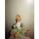 Елочная ватная игрушка СССР . Гном на листе или Алладин . Вата