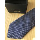 Галстук 100% Шелк Новый т.синий - белый