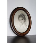 Винтажная роспись по шелку "Девочка", Джузеппе Тарантино, в деревянной раме, клеймо, Италия.