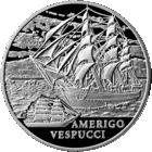 20 руб. Серебро, Беларусь. Америго Веспуччи (Amerigo Vespucci), серия Парусные корабли