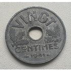 Франция 20 сантимов, 1941. "VINGT".  1-8-5