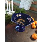 Ваза на ножке кобальт с золотом для конфет или фруктов Bareuther Waldsassen Bavaria echt Cobalt, Германия