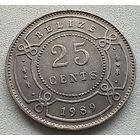 Белиз 25 центов, 1989  3-10-15
