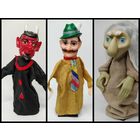 Кукла-перчатка. СССР Чёрт, Охотник, Баба Яга, Одним лотом 3 шт. С рубля