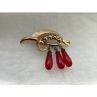 Брошь С подвесками латунь брашировка Германия 50-е