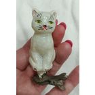 Елочные игрушки, стекло, кот на прищепке, котик