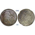 5 марок 1906 г. Баден. Германия. NGC MS 64. 50 лет свадьбе Фридриха I и Луизы Прусской. Серебро. КМ# 277