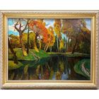 Кудревич Р.В;96/76см;1982г;х/м."Осенняя тишина", 1982г. Холст, масло. Размер с учётом рамы 96х76см.