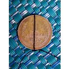 1 копейка 1930 СССР. Брак: нарушение соосности, частичный не прочекан.